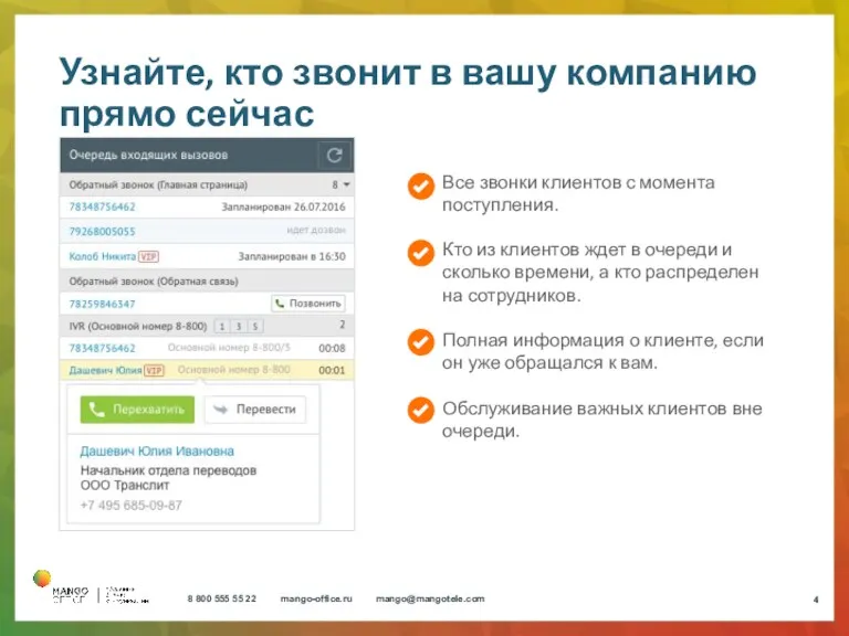 Узнайте, кто звонит в вашу компанию прямо сейчас Все звонки