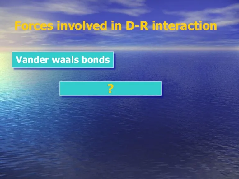 Forces involved in D-R interaction Vander waals bonds ?
