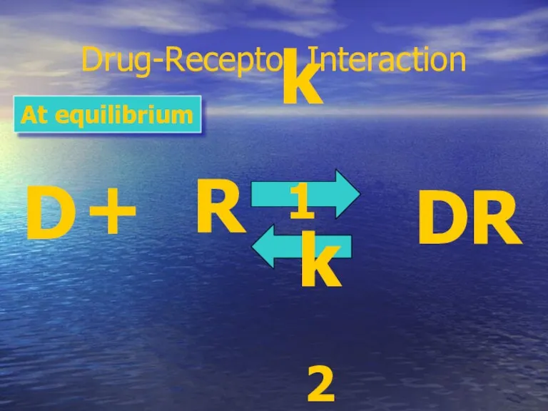 Drug-Receptor Interaction D + R DR k1 k2 At equilibrium