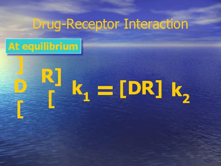 Drug-Receptor Interaction [D] [R] [DR] k1 k2 = At equilibrium