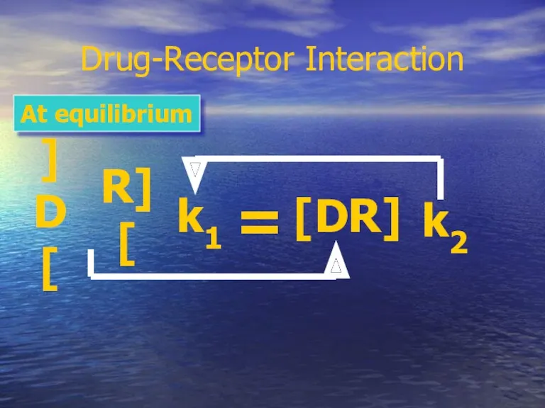 Drug-Receptor Interaction [D] [R] [DR] k1 k2 = At equilibrium