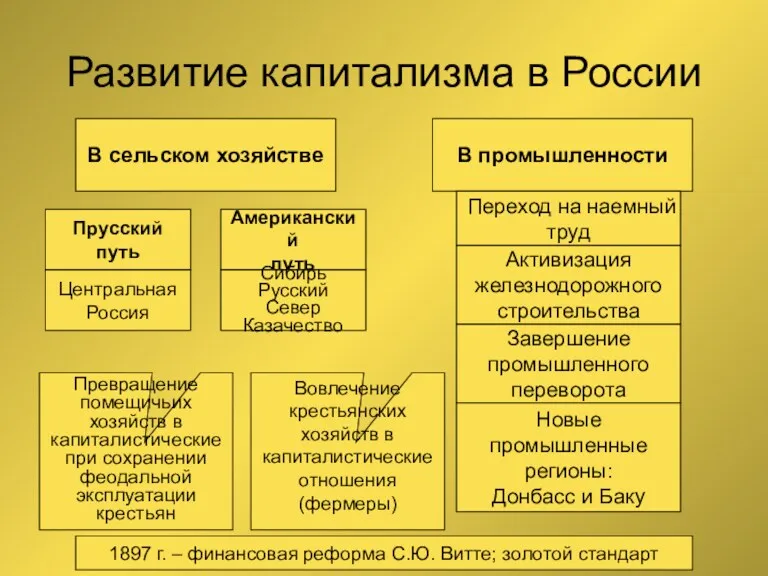 Развитие капитализма в России В сельском хозяйстве В промышленности Прусский