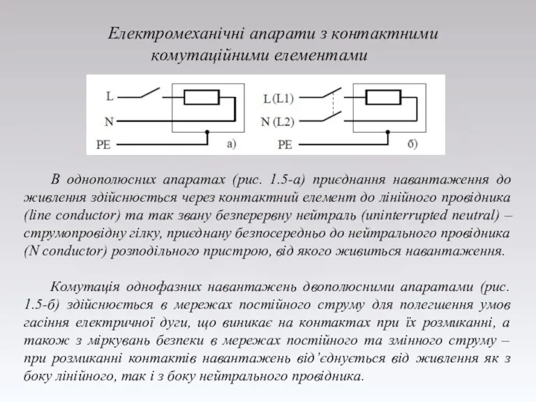 Електромеханічні апарати з контактними комутаційними елементами В однополюсних апаратах (рис.