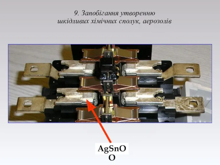 9. Запобігання утворенню шкідливих хімічних сполук, аерозолів AgCdO AgSnO