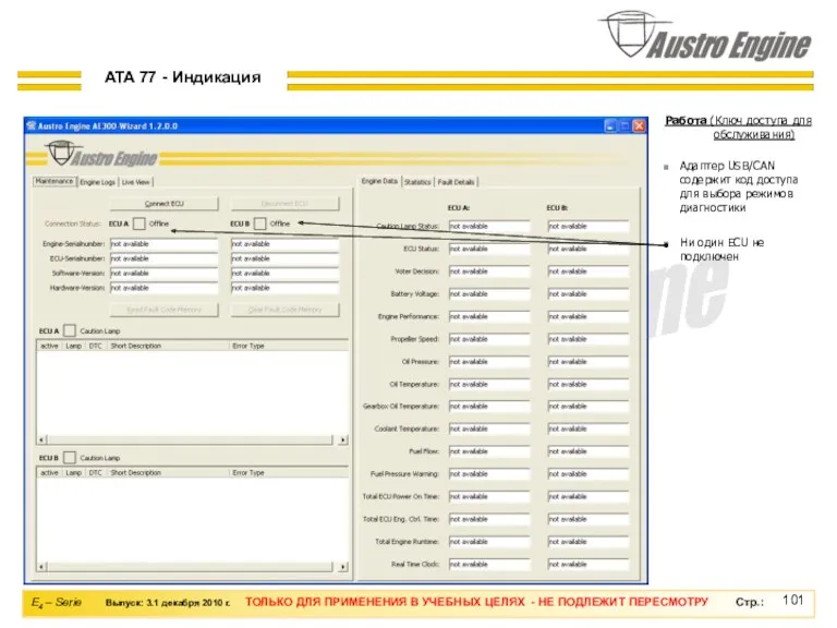 Ни один ECU не подключен Адаптер USB/CAN содержит код доступа