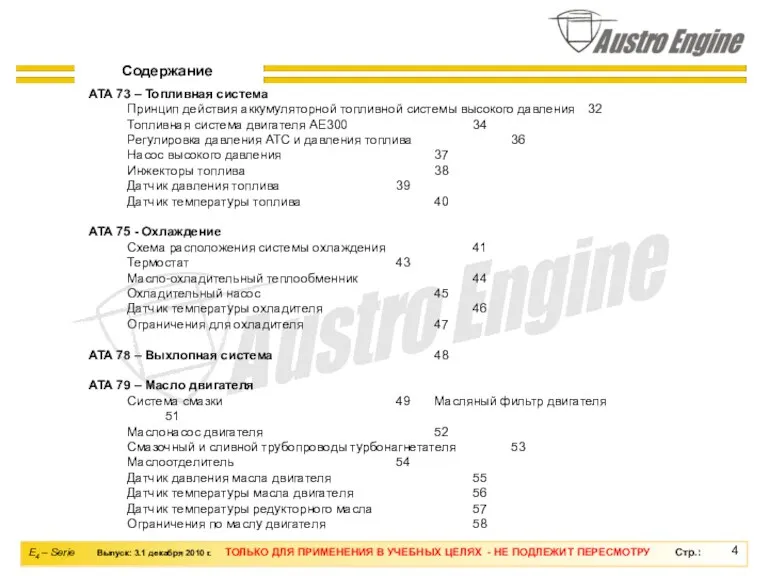 Содержание ATA 73 – Топливная система Принцип действия аккумуляторной топливной