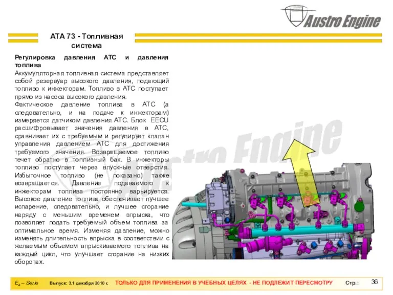 Регулировка давления АТС и давления топлива Аккумуляторная топливная система представляет