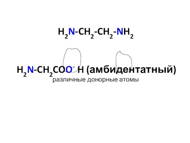 H2N-CH2-CH2-NH2 H2N-CH2COO- H (амбидентатный) различные донорные атомы