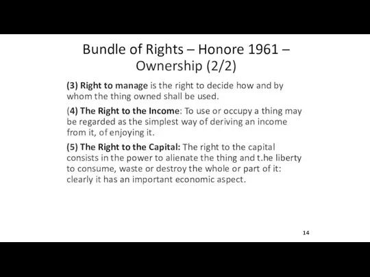 Bundle of Rights – Honore 1961 – Ownership (2/2) (3)