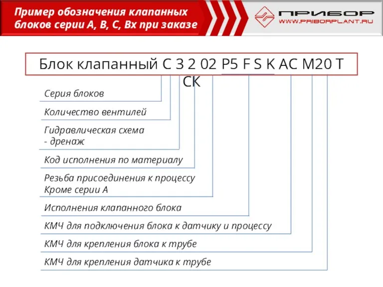 Серия блоков Блок клапанный С 3 2 02 Р5 F