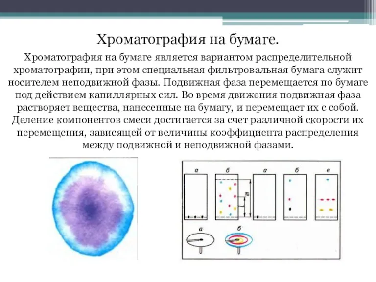 Хроматография на бумаге. Хроматография на бумаге является вариантом распределительной хроматографии,