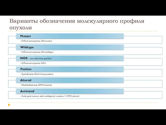 Варианты обозначения молекулярного профиля опухоли