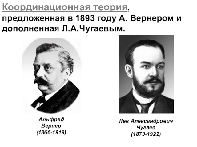 Координационная теория, предложенная в 1893 году А. Вернером и дополненная