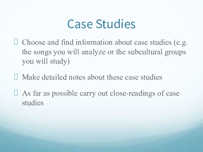 Case Studies Choose and find information about case studies (e.g.