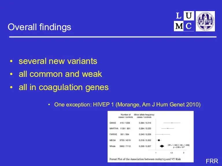 Overall findings several new variants all common and weak all