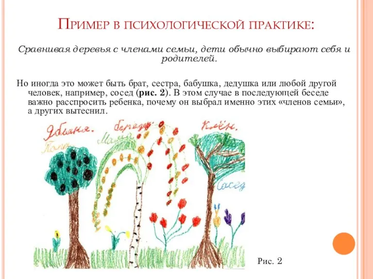 Пример в психологической практике: Сравнивая деревья с членами семьи, дети