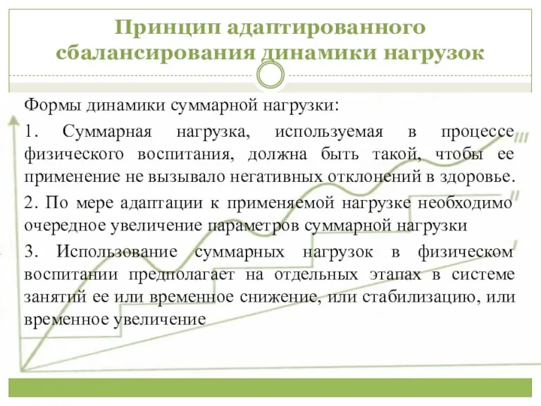 Принцип адаптированного сбалансирования динамики нагрузок Формы динамики суммарной нагрузки: 1.