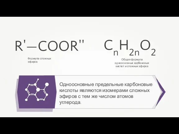 Одноосновные предельные карбоновые кислоты являются изомерами сложных эфиров с тем