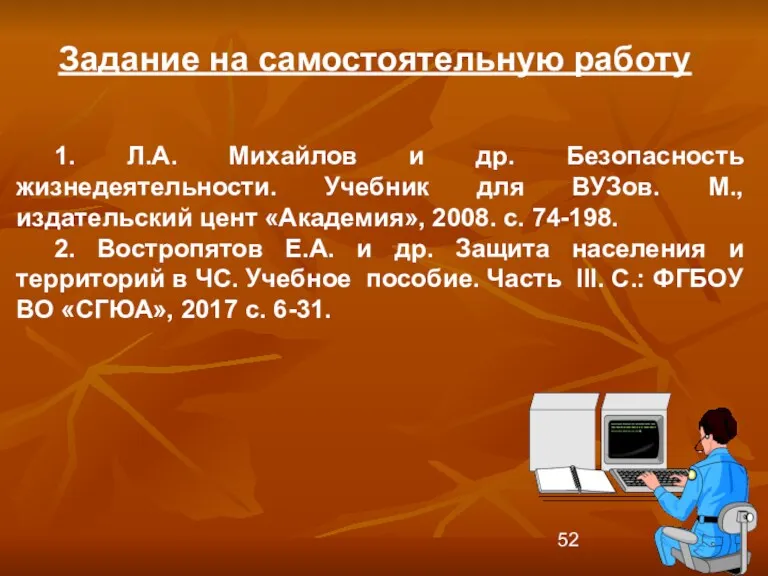 Задание на самостоятельную работу 1. Л.А. Михайлов и др. Безопасность