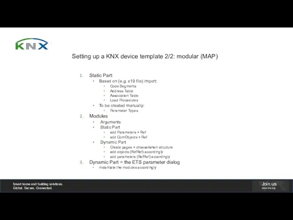 Setting up a KNX device template 2/2: modular (MAP) Static Part: Based on