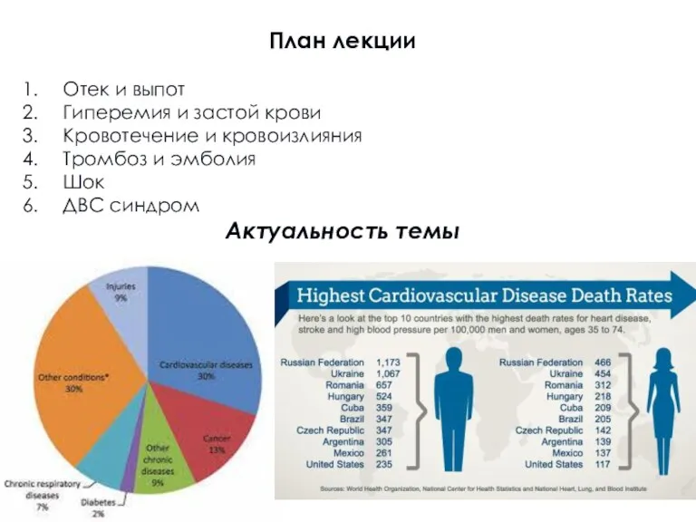 План лекции Отек и выпот Гиперемия и застой крови Кровотечение