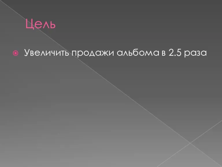 Цель Увеличить продажи альбома в 2.5 раза