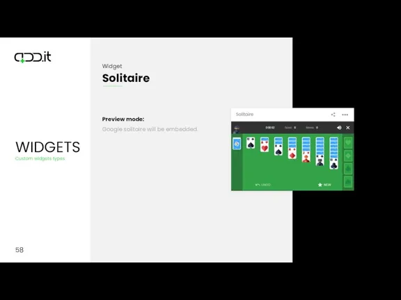 58 Preview mode: Google solitaire will be embedded.