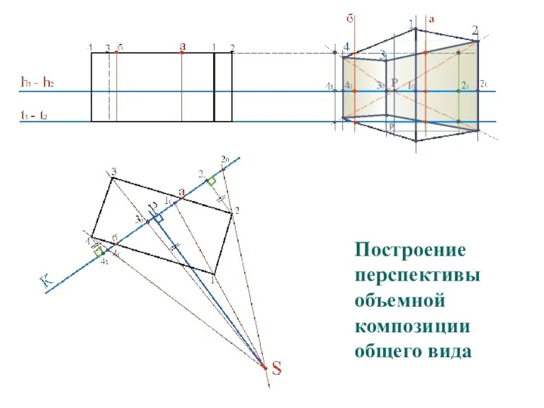 Построение перспективы объемной композиции общего вида