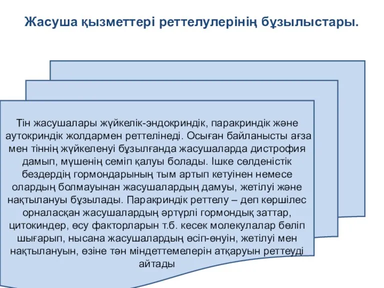 Жасуша қызметтері реттелулерінің бұзылыстары. Тін жасушалары жүйкелік-эндокриндік, паракриндік және аутокриндік