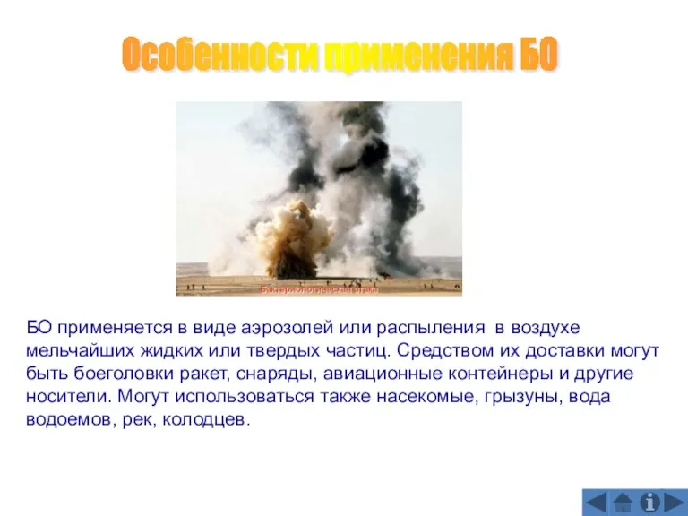 Особенности применения БО БО применяется в виде аэрозолей или распыления