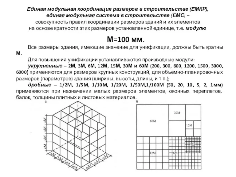 Единая модульная координация размеров в строительстве (ЕМКР), единая модульная система