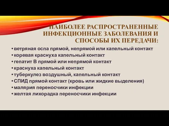 НАИБОЛЕЕ РАСПРОСТРАНЕННЫЕ ИНФЕКЦИОННЫЕ ЗАБОЛЕВАНИЯ И СПОСОБЫ ИХ ПЕРЕДАЧИ: ветряная оспа