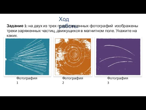 Ход работы Задание 1: на двух из трех представленных фотографий