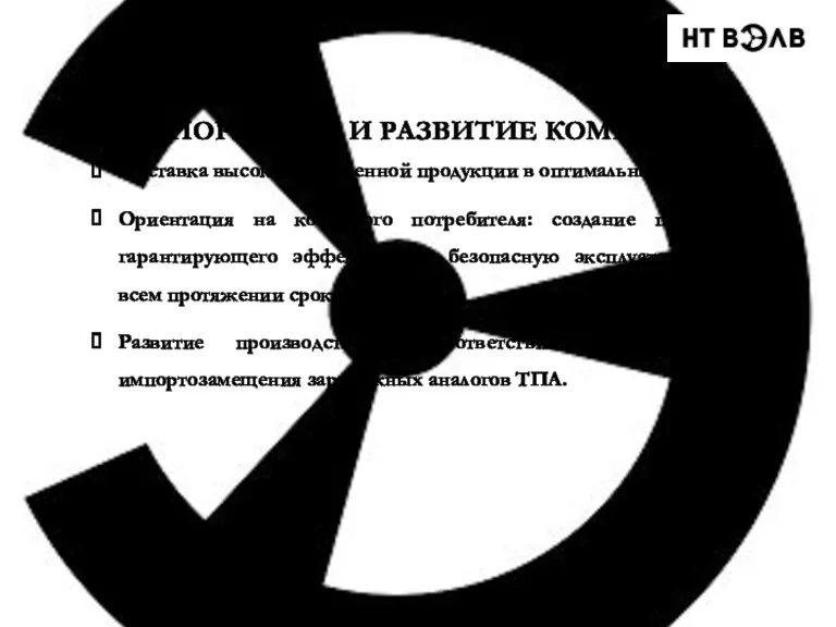 ПРИОРИТЕТЫ И РАЗВИТИЕ КОМПАНИИ Поставка высококачественной продукции в оптимальные сроки