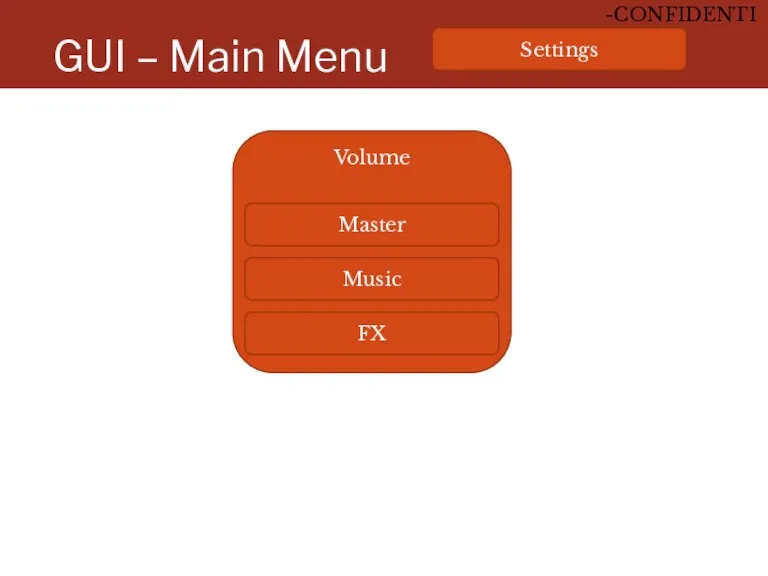 Volume GUI – Main Menu Settings Master Music FX