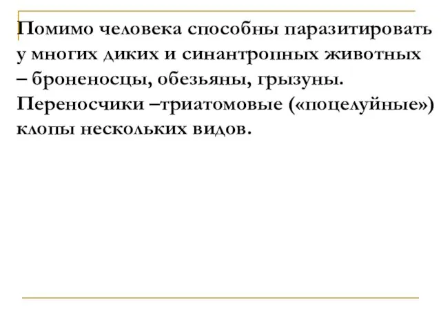 Помимо человека способны паразитировать у многих диких и синантропных животных