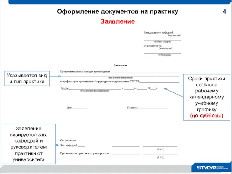 Оформление документов на практику Заявление 4