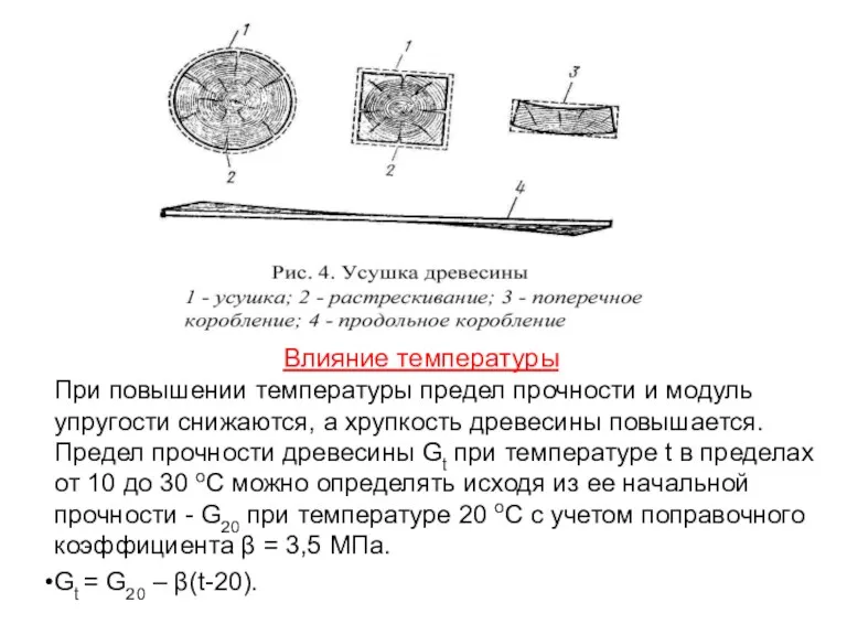 Влияние температуры При повышении температуры предел прочности и модуль упругости