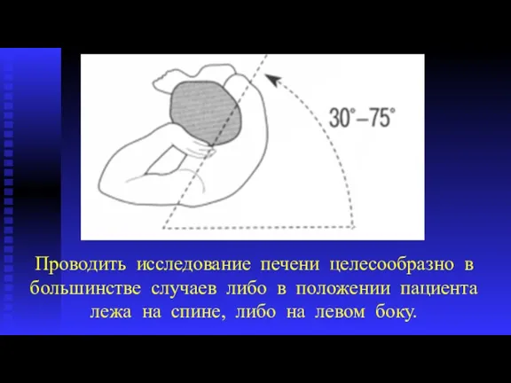 Проводить исследование печени целесообразно в большинстве случаев либо в положении