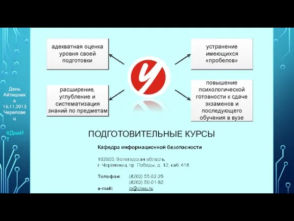 ПОДГОТОВИТЕЛЬНЫЕ КУРСЫ #ДниИТ День Айтишника 16.11.2015 Череповец