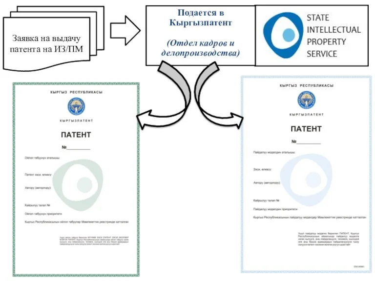 Заявка на выдачу патента на ИЗ/ПМ Подается в Кыргызпатент (Отдел кадров и делопроизводства)