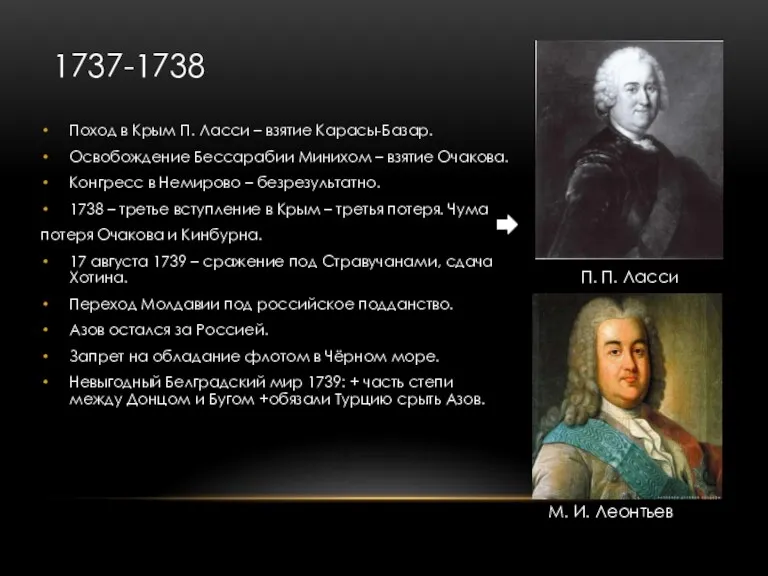 1737-1738 Поход в Крым П. Ласси – взятие Карасы-Базар. Освобождение