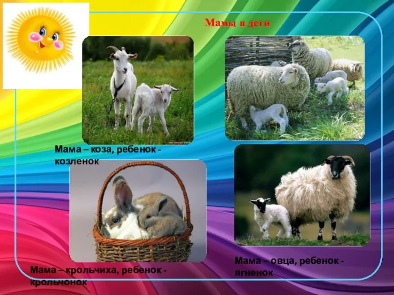 Мамы и дети Мама – коза, ребенок - козленок Мама