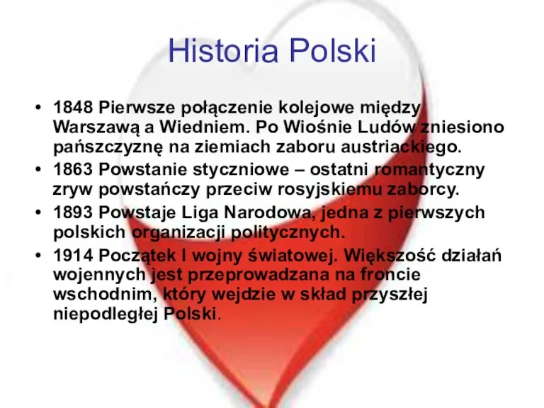 Historia Polski 1848 Pierwsze połączenie kolejowe między Warszawą a Wiedniem.