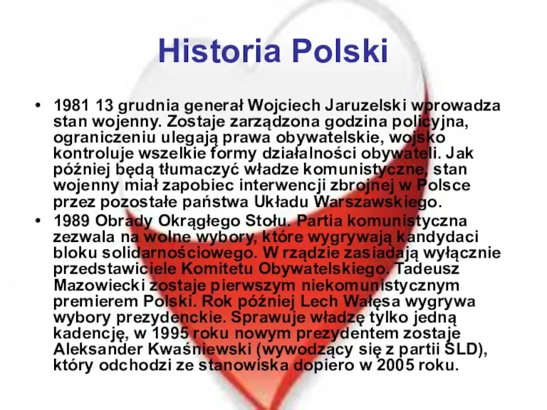 Historia Polski 1981 13 grudnia generał Wojciech Jaruzelski wprowadza stan