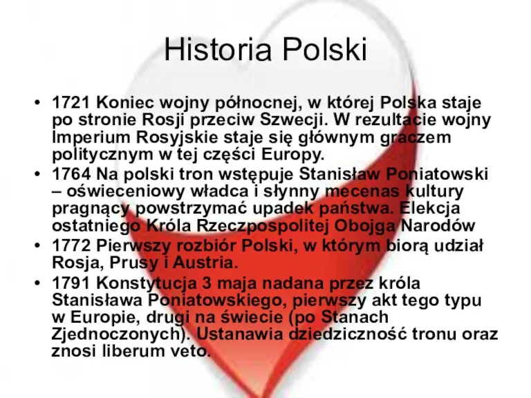 Historia Polski 1721 Koniec wojny północnej, w której Polska staje