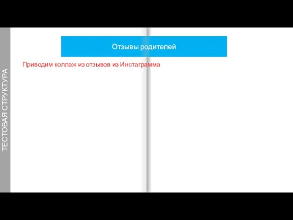 ТЕСТОВАЯ СТРУКТУРА Отзывы родителей 11 Приводим коллаж из отзывов из Инстаграмма