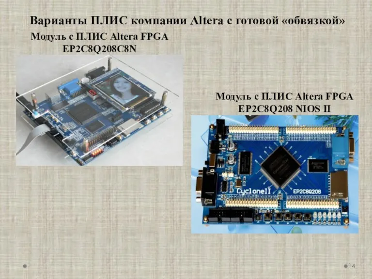 Варианты ПЛИС компании Altera с готовой «обвязкой» Модуль с ПЛИС Altera FPGA EP2C8Q208C8N
