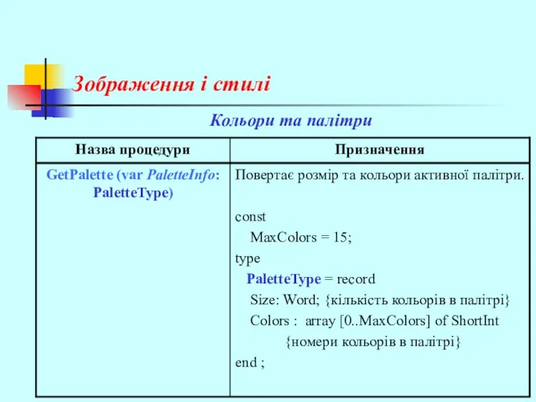 Зображення і стилі Кольори та палітри