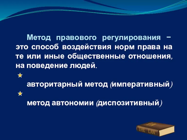 Метод правового регулирования − это способ воздействия норм права на